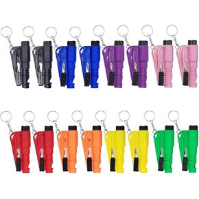 16 Pcs Window Breaker Seatbelt Cutter, 3 in 1 Seatbelt Cutter and Window Glass Breaker Keychain Car Escape Tool Applicable to All Cars 8 Colors