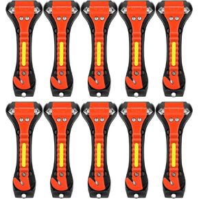 Car Safety Hammer 10 Pack, Car Emergency Escape Tool Car Window Glass Breaker and Seat Belt Cutter with Light Reflective Tape for Family Rescue, Life Saving Survival Kit