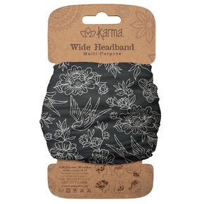 Karma Sparrow Headband for Women - Wide - Fabric Headband and Stretchy Hair Scarf - Black and White