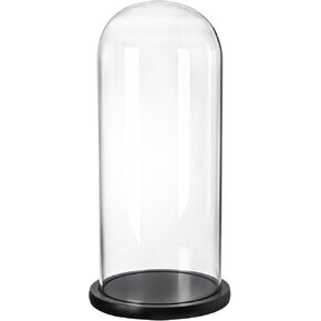 ZOOFOX 13.8 Inch Tall Glass Dome with Base, Clear Glass Empty Display Cloche, Decorative Bell Jar for Succulents, Collectibles, Fairy Lights, Photos, Medals, Keepsakes, Heirlooms