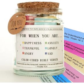 Bible Verses Jar, the Hope Jar Read Me When Bible Verses Jar with Colored Bible Verses, Scripture Prayer Jar Bible Gifts for Women Church Faith Based
