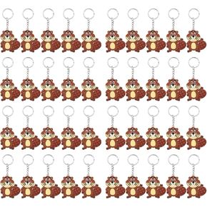 40 Pack Beaver Keyring Pack Party Favor for Safari Party, Jungle Baby Shower, Wild Animal Themed Kids Birthday, Wild ONE First Birthday, Castor Gender Reveal, Brown