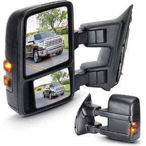 مرايا القطر لفورد F-250 F-350 Super Duty 1999-2016 مع Turn Signal Fileding Telescoping ، W/O HISTED (زوج واحد)