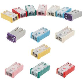 14pcs mini slotted simotive mcase mcase على شكل خرطوشة فتيل كيت 15A 20a 25a 30a 40a 50a 60a 32v ، مجموعة الصمامات المصغرة على شكل خرطوشة صغيرة ، صمامات خرطوشة صغيرة ، صمامات صمامات تشويش صمامات صمور