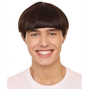 Adult Men's 9 Inch Halloween Retro Bowl Cut Wig – Brown Colors, Soft Synthetic Hair for Festivals & Anime Parties Flame-Retardant Synthetic Fiber