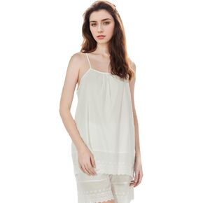 Women Camisole with Lace Trim Cotton Tank Tops Adjustable Spaghetti Strap Airy Soft Comfy Pajamas Tops