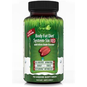 Irwin Naturals Body Fat Diet System-Six RED - 72 Liquid Soft-Gels, 6-in-1 Formula for Weight Management with Nitric Oxide Booster - 24 Total Servings