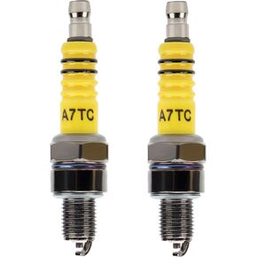 PowerMotor A7TC Spark Plug 3 Electrode GY6 Spark Plug Plug Replacement لـ 50cc 70cc 90cc 110cc 125cc 150cc lovines أفقي (4psc)