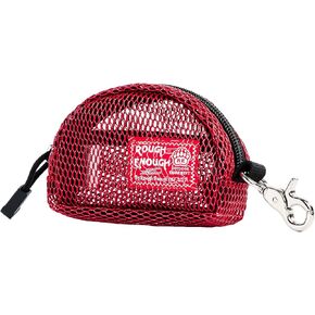 Rough Enough Small Coin Purse Pouch Card Holder Wallet Earbud Case with Clip-On Buckle for Men Women Preppy Teen Red Mesh
