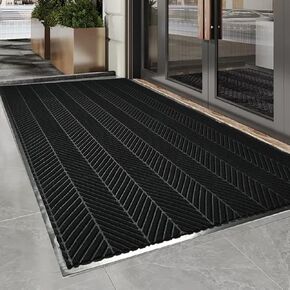 jxgzyy Commercial Front Door Mat 4'x6' Indoor Outdoor Door Mat Non Slip Entrance Doormat Heavy Duty Welcome Mat Hallway Runner Rug for Entryway Outside Patio Porch, Black