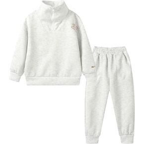 LittleSpring Girls Sweatsuit Long Sleeve Quarter Zip Sweatshirt and Jogger Set