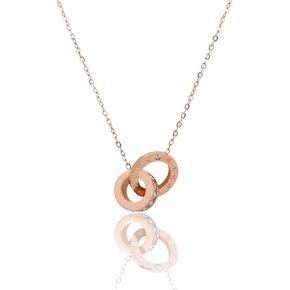 Circle Necklace for Women Cubic Zirconia Roman Numeral Interlocking Circle Pendant Jewelry for Her Mom