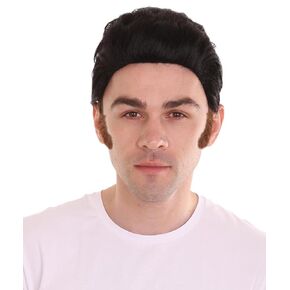 HPO Men's Self Adhesive Novelty Lamb Chop Sideburns - 100% Human Hair Brown Fake Mutton Chops Facial Hair | Realistic Reusable Costume Accessory for Adults, Perfect for Theater