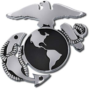 Electroplate Officially Licensed U.S. Marines Anchor Chrome All Metal Emblem for Cars, Trucks, and All Auto | Universal Fit at 3.0" x 3.0" | Weatherproof