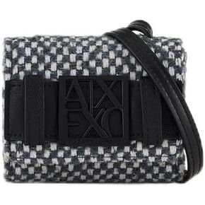 أ | X Armani Exchange Women's Snap Snap Card مع حزام ، أبيض/أزرق أبيض/أزرق ، حجم واحد