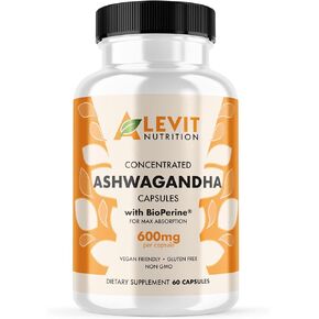 Organic Ashwagandha 600mg - 60 Count (2-Month Supply) - Vegan - BioPerine for Improved Absorption - Stress, Mood & Wellbeing Support