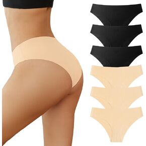 Womens Underwear Seamless No Show Panties for Ladies Sexy Bikini Hipster Low Rise Briefs Hi Cut Comfortable Soft 6 Pack