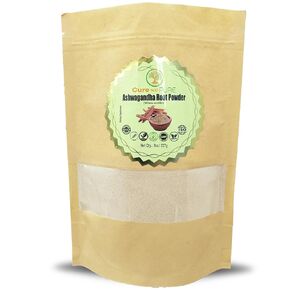 Cure Wid Wid Pure Ashwagandha Root Powder-8 أوقية/ 0.5 رطل غير محلي ، خام وخالية من الإضافات المختبر المختبر Ashwagandha Powder Organic-Ayurvedic Adaptogenic Herbal Complement