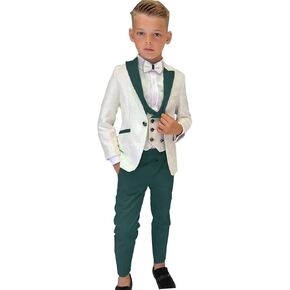 3 Piece Suits for Boys Floral Print Formal Tuxedo Suits Slim Fit Suit Set Dresswear Ring Bearer Outfit
