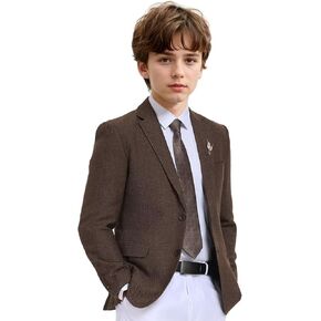 Boys Suit Blazer Tweed Herringbone Jacket Boy Sport Coats Slim Fit Retro Tuxedo Stylish Wedding Party Prom Homecoming