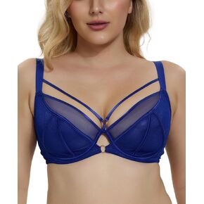 Women Minimizer Bras, Sexy Sheer Mesh Full Coverage Unlined Underwire Plus Size Bra for Lagre Breast