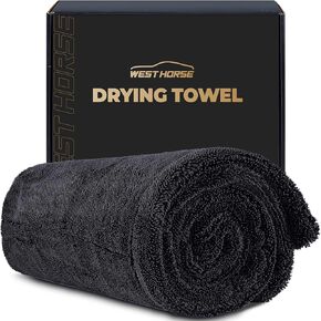 1200 GSM Microfiber Car Drying Towel – Extra Large 24" x 36", Streak-Free, Scratch-Free, and Ultra-Absorbent for Effortless Car Detailing, Double Twist Pile & & Edgeless Design