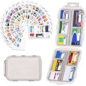 Travel Pill Organizer with 189 Medicine Labels, 10 Compartments Small Pill Case Compact and Portable Travel Pill Box for Airplane Car Purse Nurse Vacation Essentials (Gray, 1 Pack)