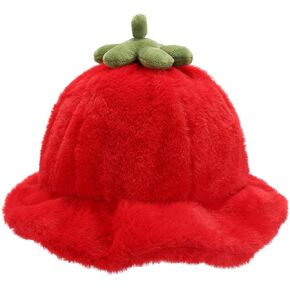 Soft Plush Cute Vegetable Sun Hat Warm Bucket Hat for Women Men Gifts Costume Headwear Accessories