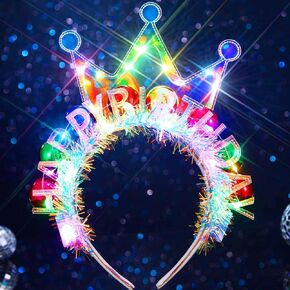 Twinklede Light Up Crow Crowband Sparkly Happly Haird Hair Bands Party Assume Association for Girls