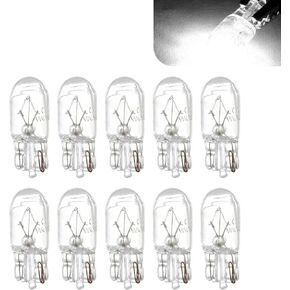 Downhill 10 PCS T10 168 192 Bulb,12V 5W Shockproof Quartz Glass Instrument Light/side Light/Taillight, Multi-function Plug and Play Turn Signal Lights, Universal T10 Bulb Replace (Warm white light)