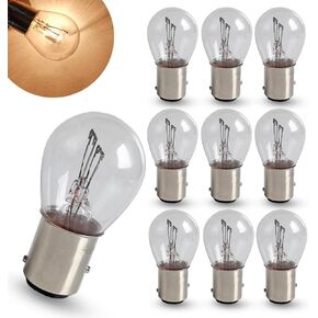 10 PCS Car S25 BAY15D Brake Bulb, 6V 21/5W High Brightness Waterproof Double Filament Bulb, Clear Light Double Contact Brake Tail Light for Most Motorcycles, Plug and Play (White)