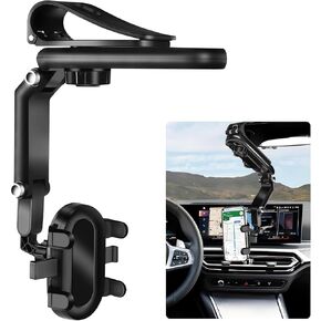 حامل هاتف Sun Visor Car ، حامل هاتف 1080 ° الخلفي لمشبك Car Sun Visor ، حامل هاتف متعدد الوظائف قابل للتدوير وقابل للسحب مع معظم الهواتف المحمولة (رمادي)