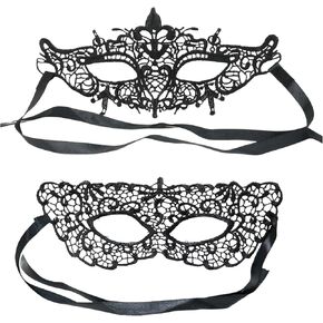 Honbay 2PCS Decorative Masks Mysterious Fun Lace Masks for Masquerade Proms Halloween Party Photography