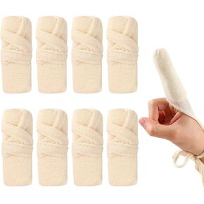 8Pcs Finger Bandages 8.5 x 3CM Tubular Finger Cots Breathable Finger Gauze Finger Protection for Wound Care Work Sport (Beige)