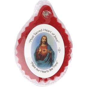 Needzo Red Sacred Heart of Jesus Badge, Laminated Catholic Patch, Religious Gifts, 2.5 Inches