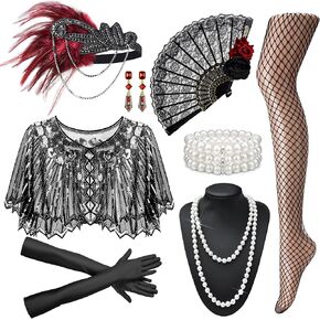 RIOSO 1920s Accessories Great Gatsby Roaring 20s Flapper Harlem Nights Outfit Flapper Costumes for Women