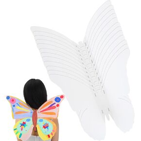 Hollowfly 12 Pack DIY Bulk Fairy Wings for Summer Outdoor Activity Decorate Your Own Butterfly Wings Set for Kids Arts and Crafts White Fairy Wings Costume Girl Adult Classroom Birthday Party