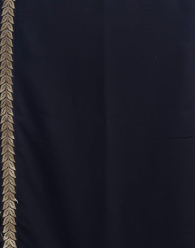 Women's Georgette Lace Boarder Saree With Unstitched Blouse Piece (3736S2634_Black) in Kuwait