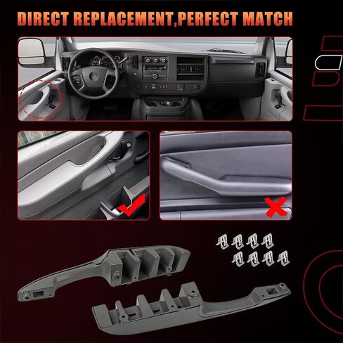 المسحون الداخلي مقبض الباب زوج ذراع الباب متوافق مع Chevy GMC مركبة 2003-2019 Express Van ، Savana 1500 2500 3500 استبدال# 10388387 ، 10388386 ، 10388390 ، 15817114 ، 25750064 ، 1038389 (2pair) in Saudi Arabia