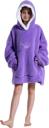 Kids Oversized Wearable Blanket Hoodie with Apple-Shaped Pocket Pluffy Warm Homewear Sweatshirt Gift for Boys Girls in Saudi Arabia
