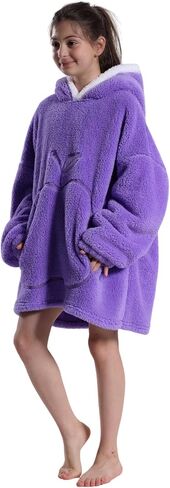 Kids Oversized Wearable Blanket Hoodie with Apple-Shaped Pocket Pluffy Warm Homewear Sweatshirt Gift for Boys Girls in Saudi Arabia