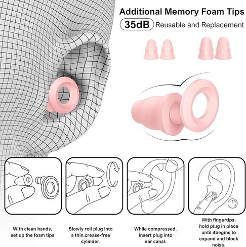 Ear Plugs for Sleeping Noise Cancelling - Noise Reduction Earplugs for Sleep,Focus,Snoring Blocking,Airplane, 33dB - 38dB Reusable Soft Hearing Protection 10 Silicone & Foam Ear Tips (Purple) in Saudi Arabia