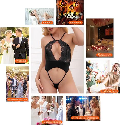 Women One Piece Lingerie Lace Bodysuit Deep V sexy Teddy Lingerie in Saudi Arabia