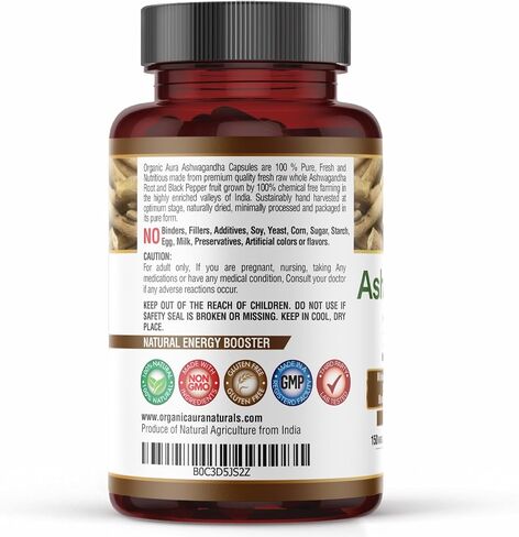 Certified Organic Ashwagandha Root Powder 16Oz -1Lb. Natural Stress, Brain and Immune Support. Enhances Overall Health. Raw Superfood. 100% Natural Herbal in Saudi Arabia