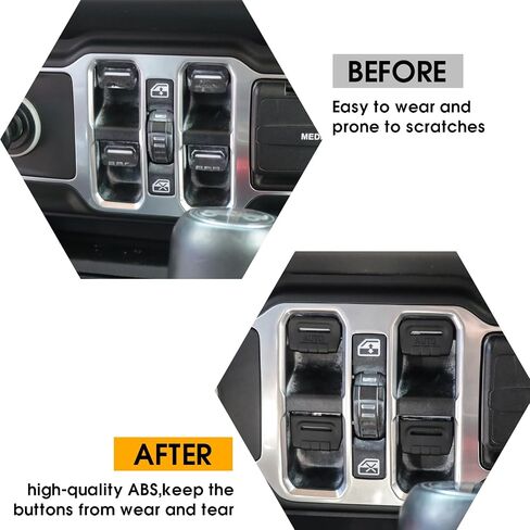 for Jeep Wrangler JL Accessories, Black Window Switch Button Cover for Jeep Wrangler JL 4XE Gladiator JT 2018-2025, 4 PCS in Saudi Arabia