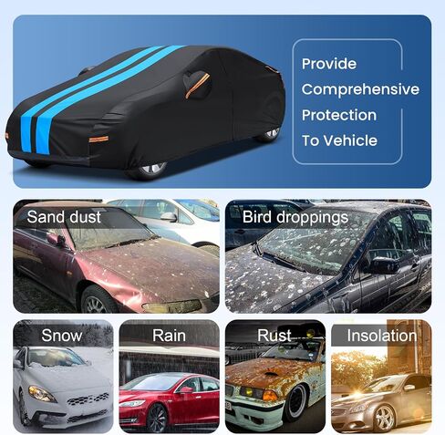 Car Cover Custom Fit for Tesla Model 3 2019-2024 Waterproof All Weather Rain Snowproof UV Protection Windproof with Charging Port, Ventilated Mesh, Zipper Door, Reflective Strip, Storage Bag in Kuwait