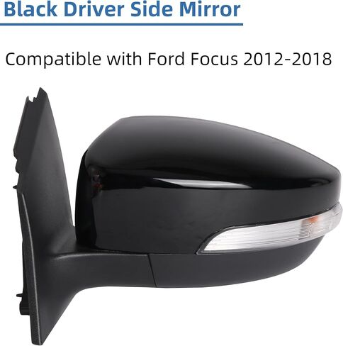 مرآة جانبية لبرنامج التشغيل الأيسر متوافق مع Ford Focus 2012-2018 Power Glass دليل قابلة للطي مع إشارة انعطاف فاتحة الزجاج الأسود 5 دبابيس OE# CP9Z-17683-CA FO1320463 in Saudi Arabia