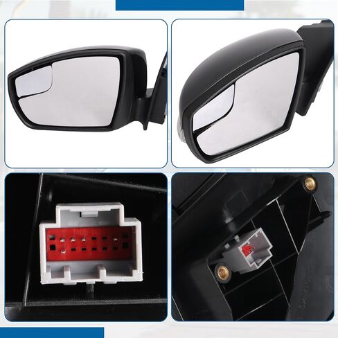 مرآة جانبية لبرنامج التشغيل الأيسر متوافق مع Ford Focus 2012-2018 Power Glass دليل قابلة للطي مع إشارة انعطاف فاتحة الزجاج الأسود 5 دبابيس OE# CP9Z-17683-CA FO1320463 in Saudi Arabia