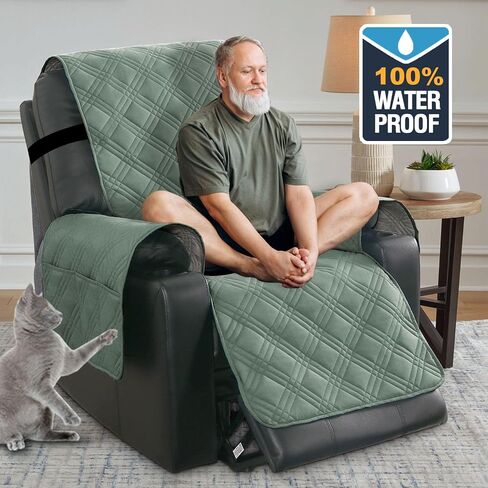 100% Waterproof Power Lift Recliner Cover with Side Pocket Electric Lift Recliner Slipcovers Fitted Standard Large Power Lift Recliner Non Slip Recliner Slipcovers for Elderly (Black) in Saudi Arabia