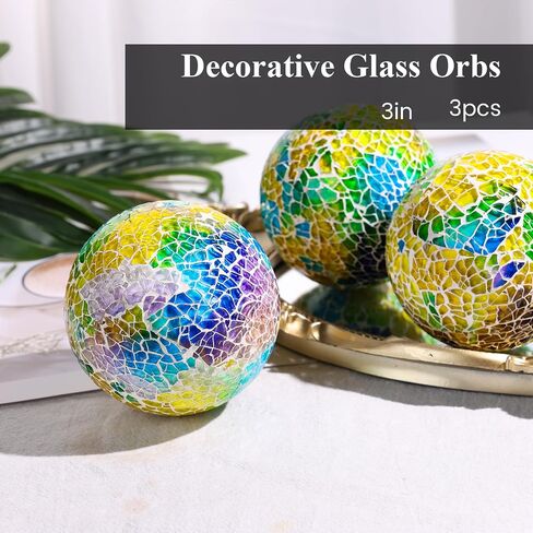 DomeStar 3PCS Decorative Balls for Bowls, 3 Inch Dark Red Orbs Glass Balls for Centerpiece Bowls Mosaic Sphere for Home Decoration Dining Table in Saudi Arabia